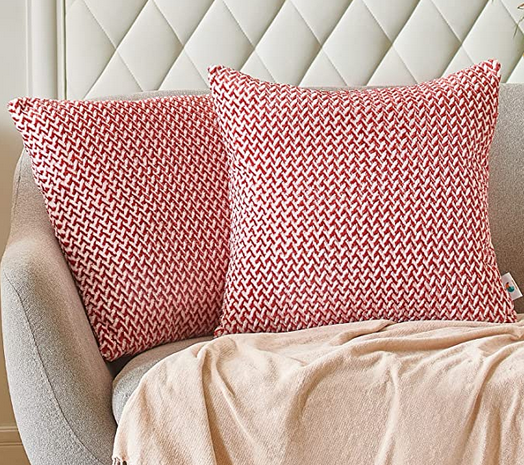 READY TO SHIP pillow cover set (2 pcs)Jacquard melange flannel fleece