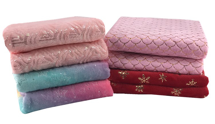 100% polyester flannel coral fleece throw blanket with metallic foiled for children