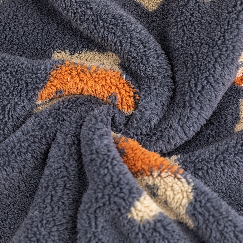Double side brushed printed coral reverse to sherpa fleece knit decorative luxury throw blanket