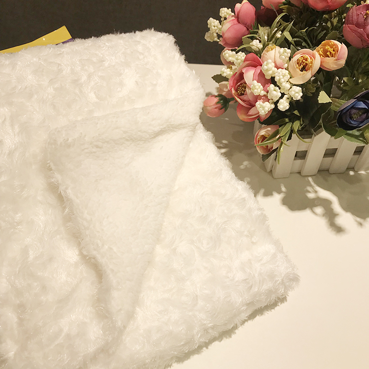 White pink warm baby blanket luxury PV fur brush flowers kids night blanket