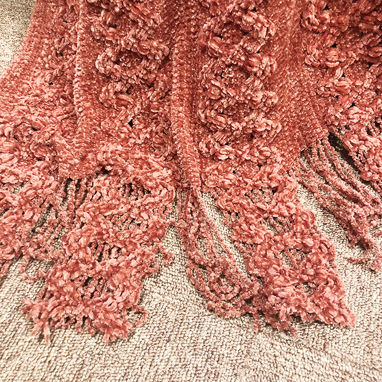 Sofa crochet couch cover knit throw acrylic microfiber tassel blanket with fringe