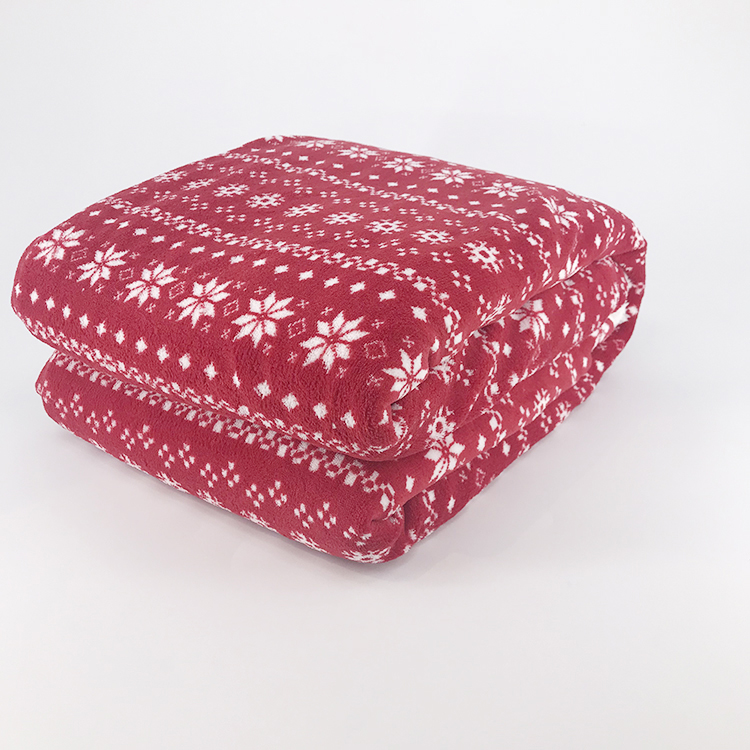 100% polyester printed coral fleece with solid sherpa reversible sofa christmas decorative blanket throw