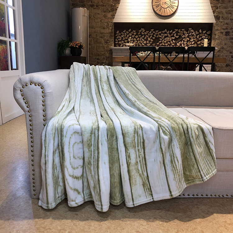 Warm soft plush quality stripe printed flannel fleece throw blankets blanket