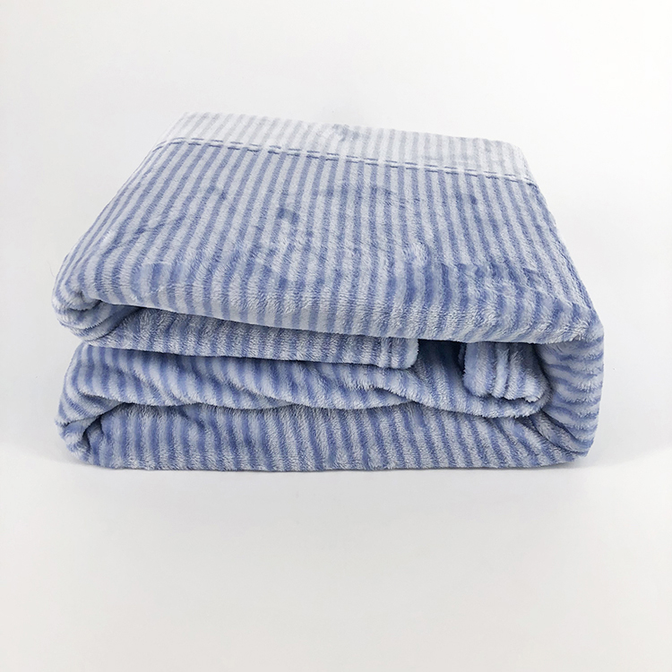 Super soft fuzzy plush fleece blanket mantas stripe printed flannel fleece bed blanket throw
