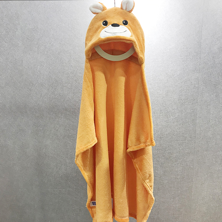 Micro plush fleece warm and cozy animal 3D head design newborn baby hooded wearable blanket