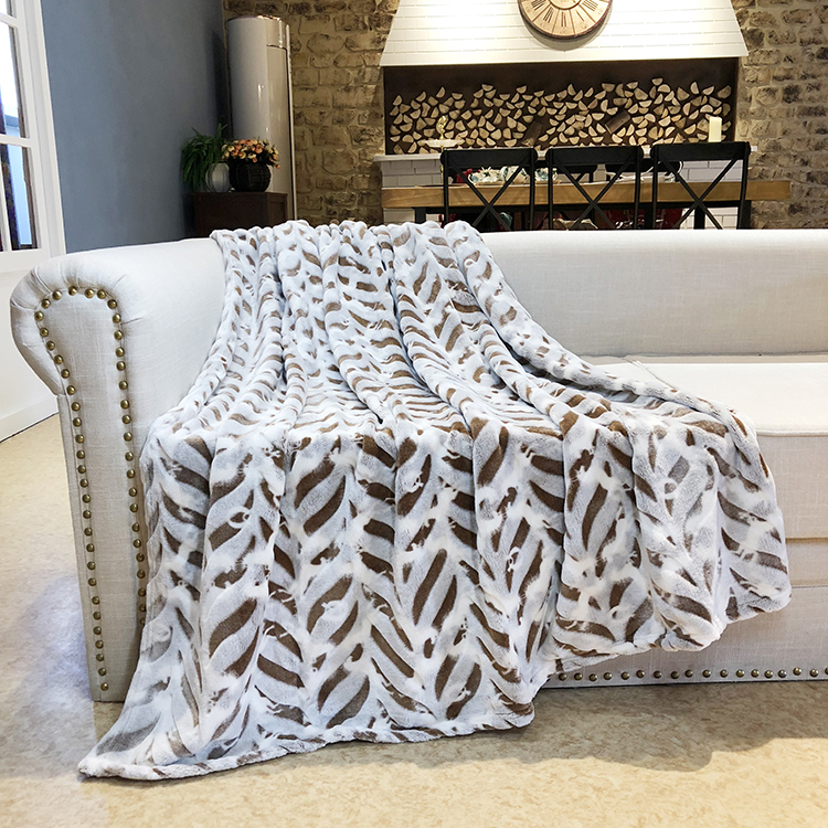 3d embossed back side printed flannel fleece 1 ply sofa blanket