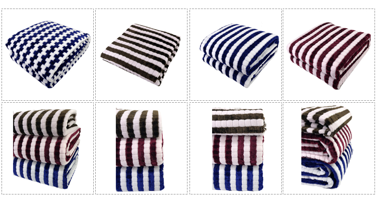 Melange Jacquard Flannel Fleece Blanket Home Blankets Factory Embossed Striped 100% Polyester American Style Knitted Rectangular