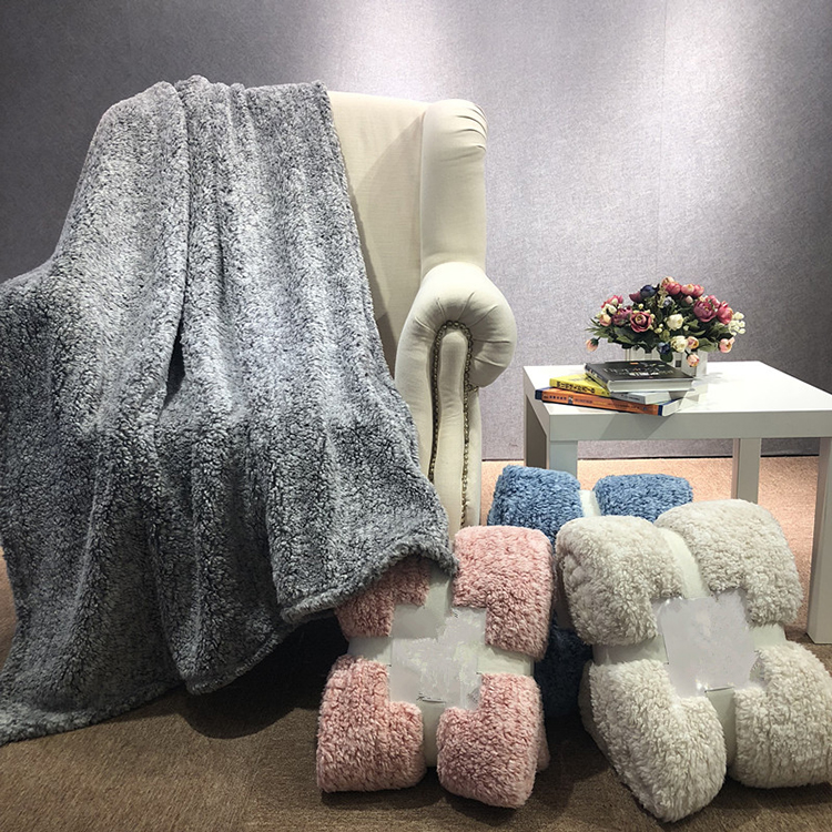 Knit Blanket Sherpa Fleece Throw Blanket Melange Yarn Floral Plain Winter 100% Polyester Knitted Adults OEKO-TEX STANDARD 100