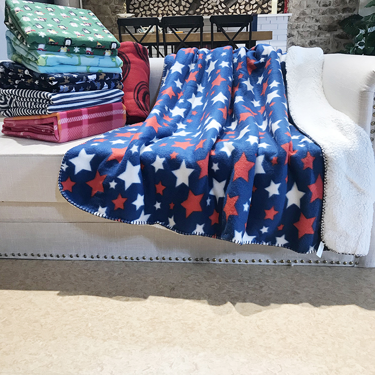 Reversible Sherpa Fleece Blankets Double Layer Blanket Promotional Printed Polar Fleece 30-45 Days 200-350GSM All-season