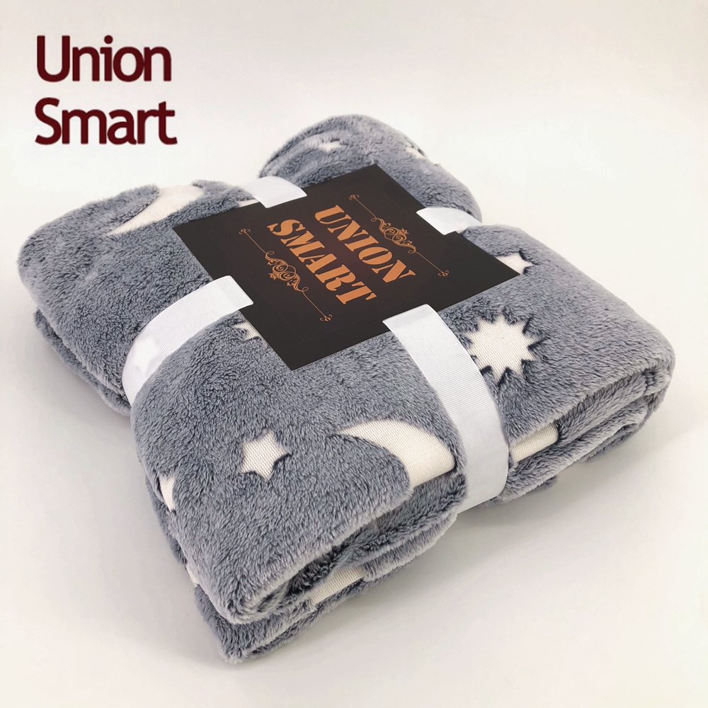 New product unicorn glow in the dark luminous flannel fleece blanket throw