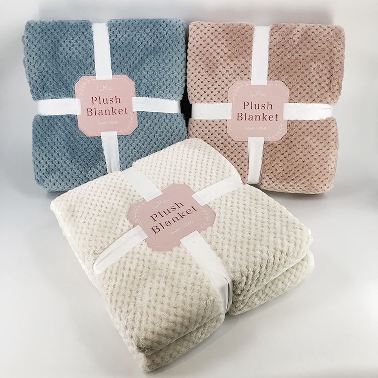 Luxury Bedding Blanket Fleece Bed Throw Blanket Velvet Plush Pop Corn Large Flannel 100% Polyester Plain Solid Knitted 1000PCS