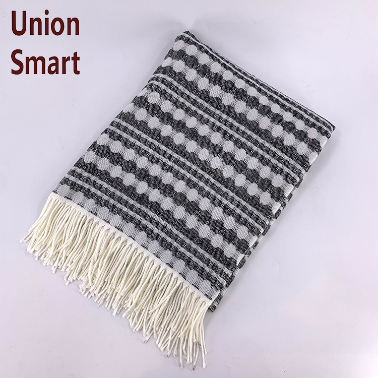 Modern Decorative Knitted Textured Throw Blanket with Fringe for Couch Sofa 30-45 Days All-season 100% Acrylic 50"X60"