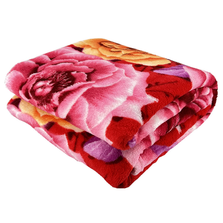 Custom sofa cozy velvet plush flannel coral fleece blanket flower digital textile printing throw