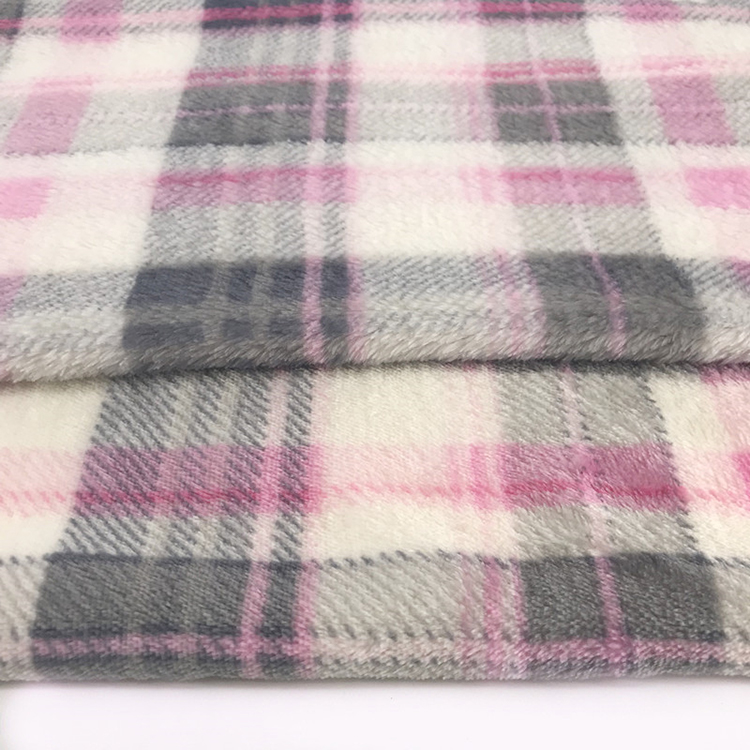 super soft flannel baby polyester plaid printed fabric