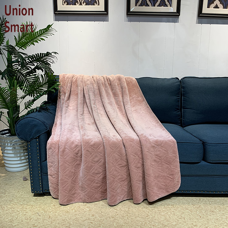 Soft color reversible sherpa flannel blanket ultrasonic quilting design textured velvet double side brushed fleece bed blankets