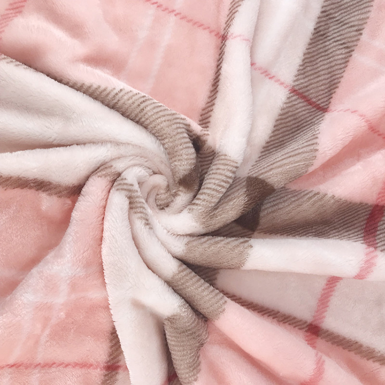 super soft flannel baby polyester plaid printed fabric