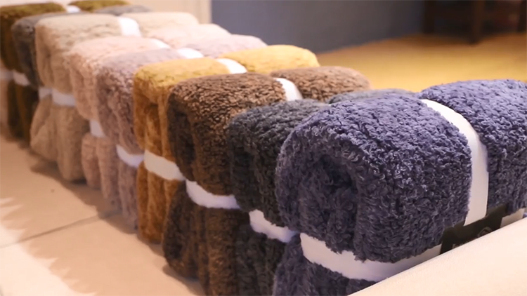 Knit Blanket Sherpa Fleece Throw Blanket Melange Yarn Floral Plain Winter 100% Polyester Knitted Adults OEKO-TEX STANDARD 100