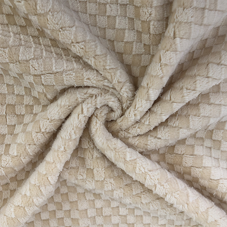 Fabric Jacquard Mahjong Check Embossed 100% Polyester Knitted Checked Flannel Fleece Fabric Woven Printed 30-45 Days 120D/192F
