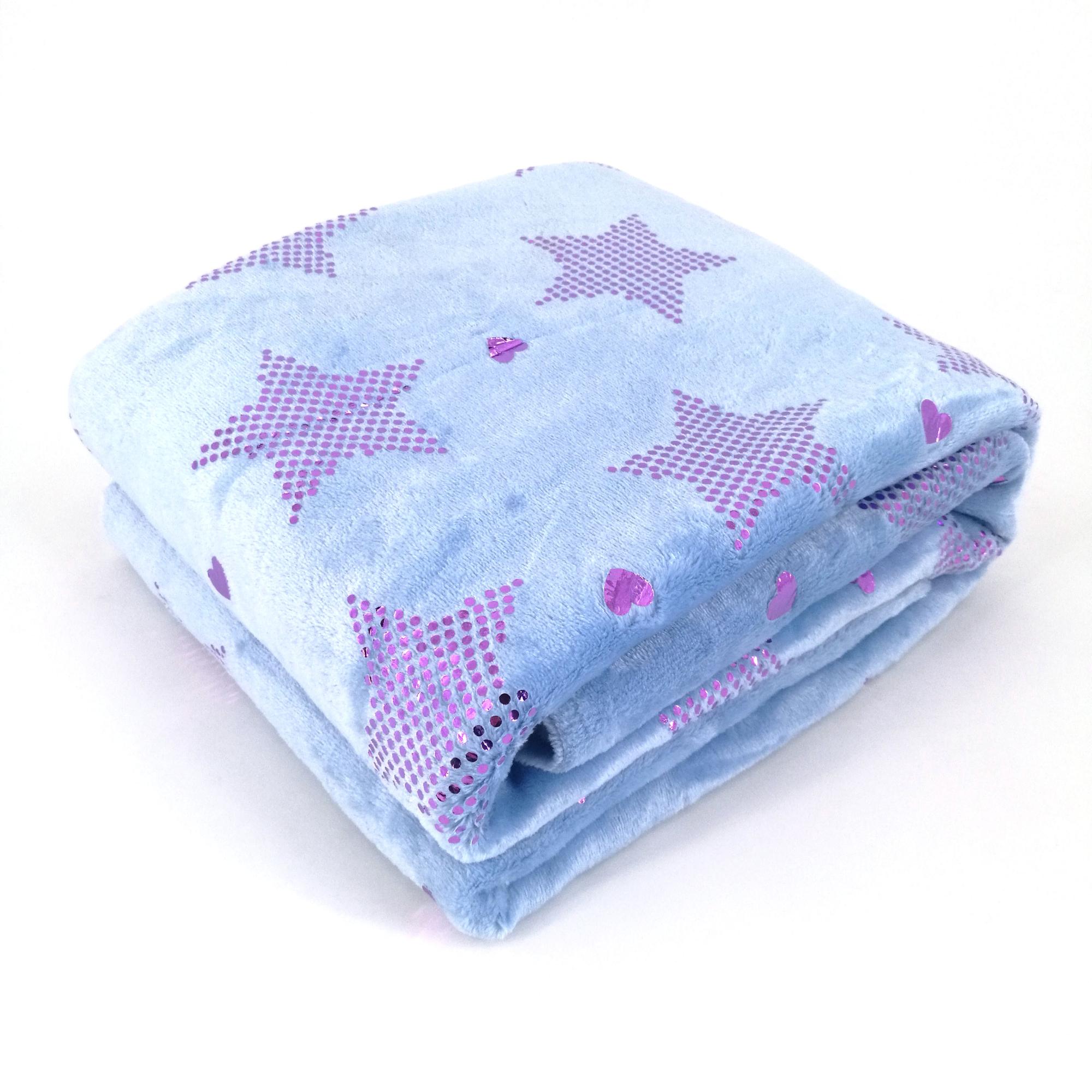 Personalized sparkle flannel blanket with stars metallic foil printed