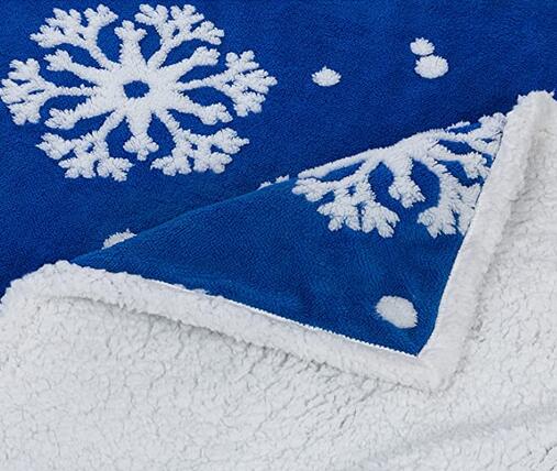 snow design sherpa Jacquard velvet fleece blanket  snowflake pattern throw Christmas gift