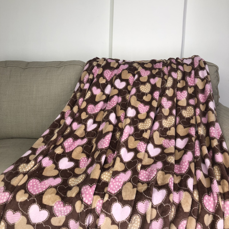 Printed Gift Throw Blanket Coral Flannel Fleece 100% Polyester Heart Style Knitted American Style Rectangular 30-45 Days HB045