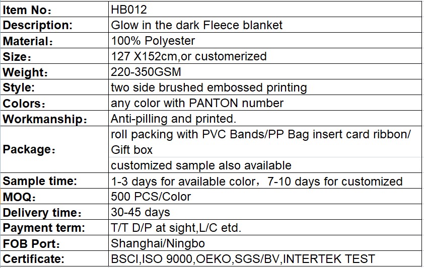 glow in the dark flannel fleece blanket for children gift