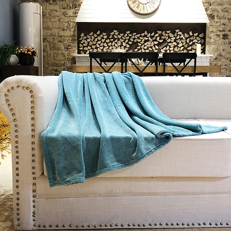 Cozy Woven Sofa Bedding Flannel Fuzzy Blanket Throws Dyed Melange Fabric High Quality Plain 100% Polyester Coral Fleece Fabric