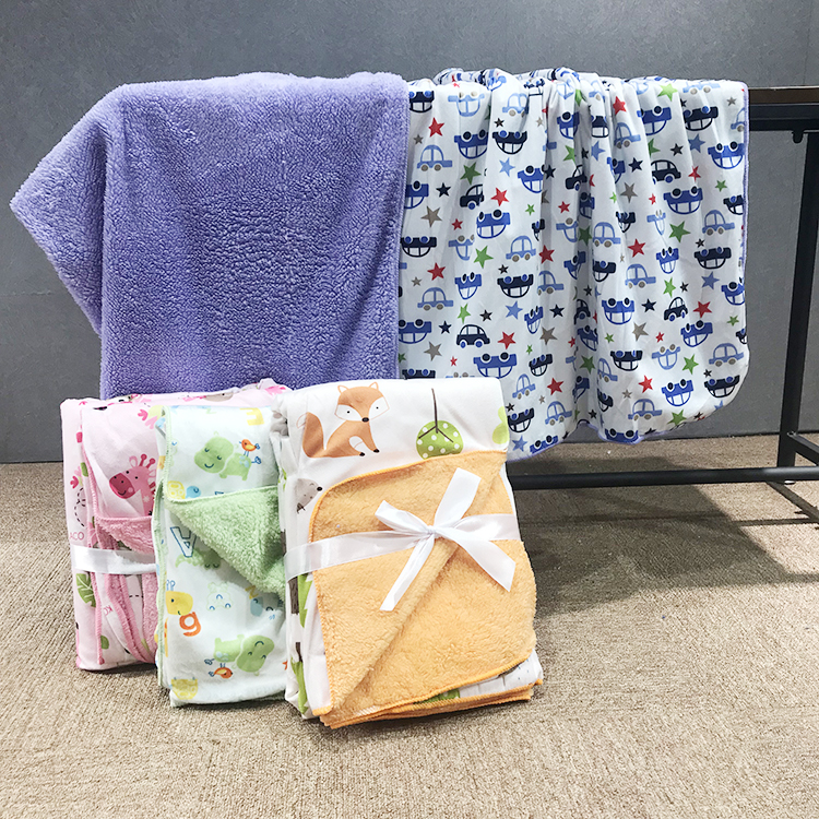 China manufacturer minky custom printing fabric security baby blanket gift set for sale double layer