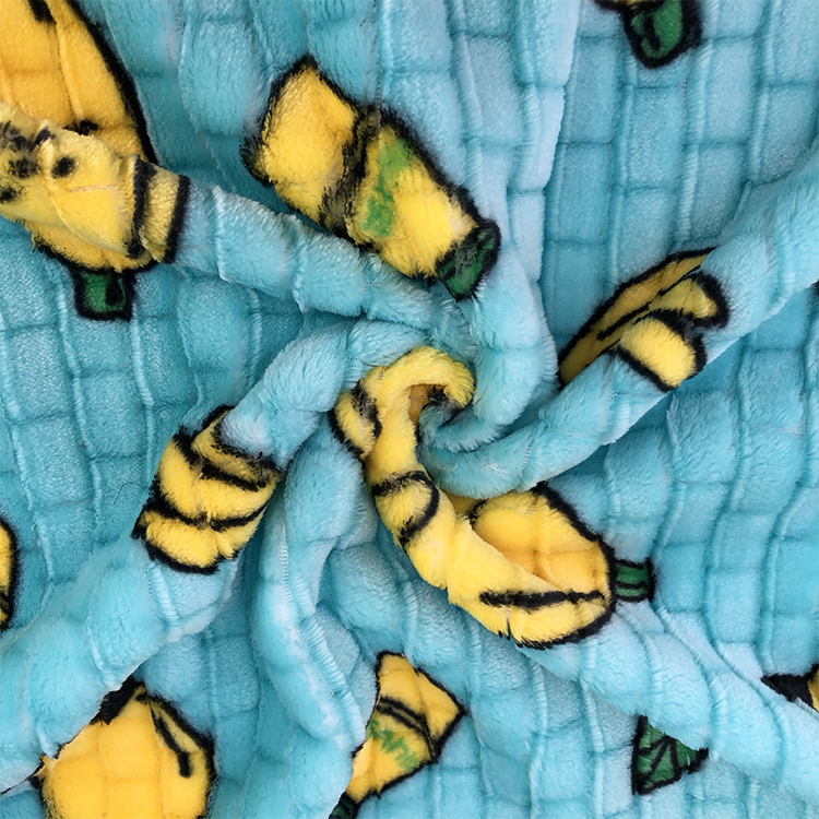 100% polyester jacquard cartoon printed flannel fleece fabric anti-static blanket 300gsm waffle fleece fabric for baby