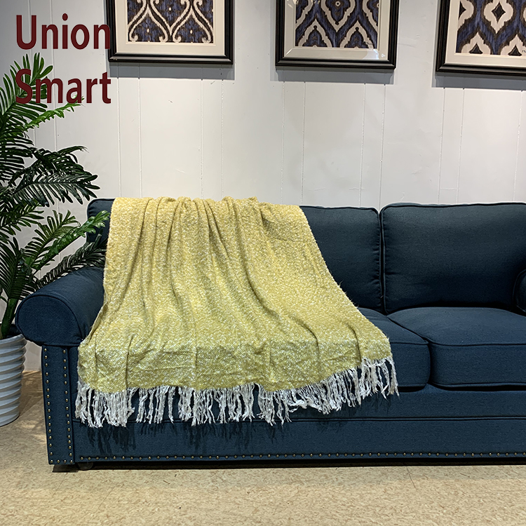 Hot Sale Rivet Super Soft Oversized Cellular Blanket Ombre Stripe Brushed Weave Throw Blanket