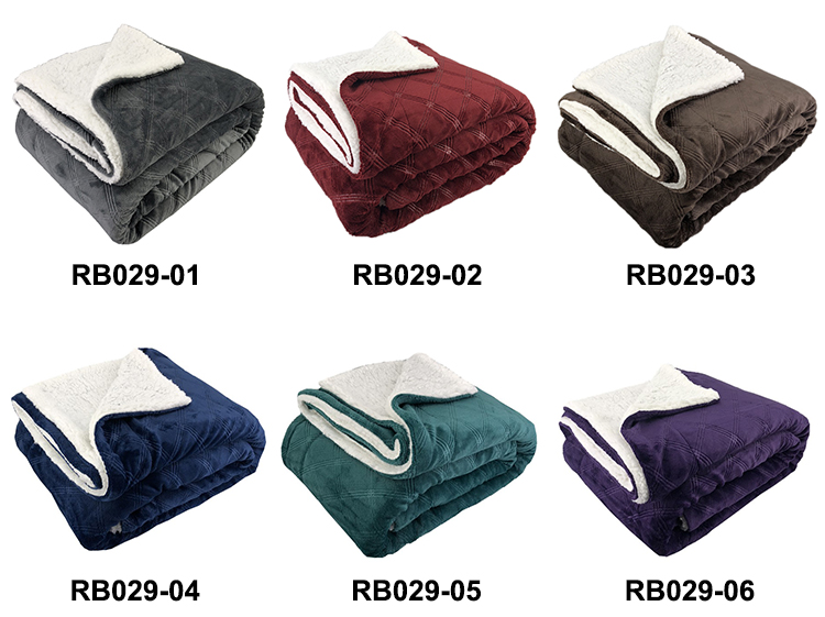 Fleece luxury blanket thick warm flannel lamb velvet 2 ply thickened blanket with sherpa fleece plush