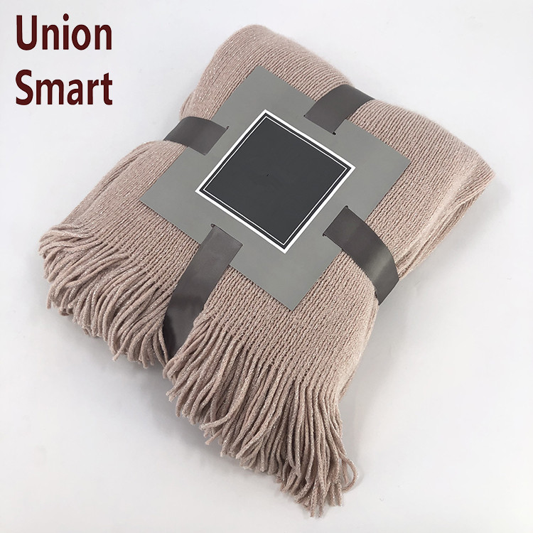 Woven Throw Blanket with Tassels Fringe Soft Warm Cellular Blanket Solid with Sparker Knitted 30-45 Days All-season 130x160cm