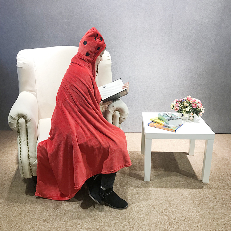 Child Animal Head Shaped Hooded Baby Blanket Adult Hoodie Blankets Custom Jacquard 100% Polyester Raschel Blanket 500 Pcs/color