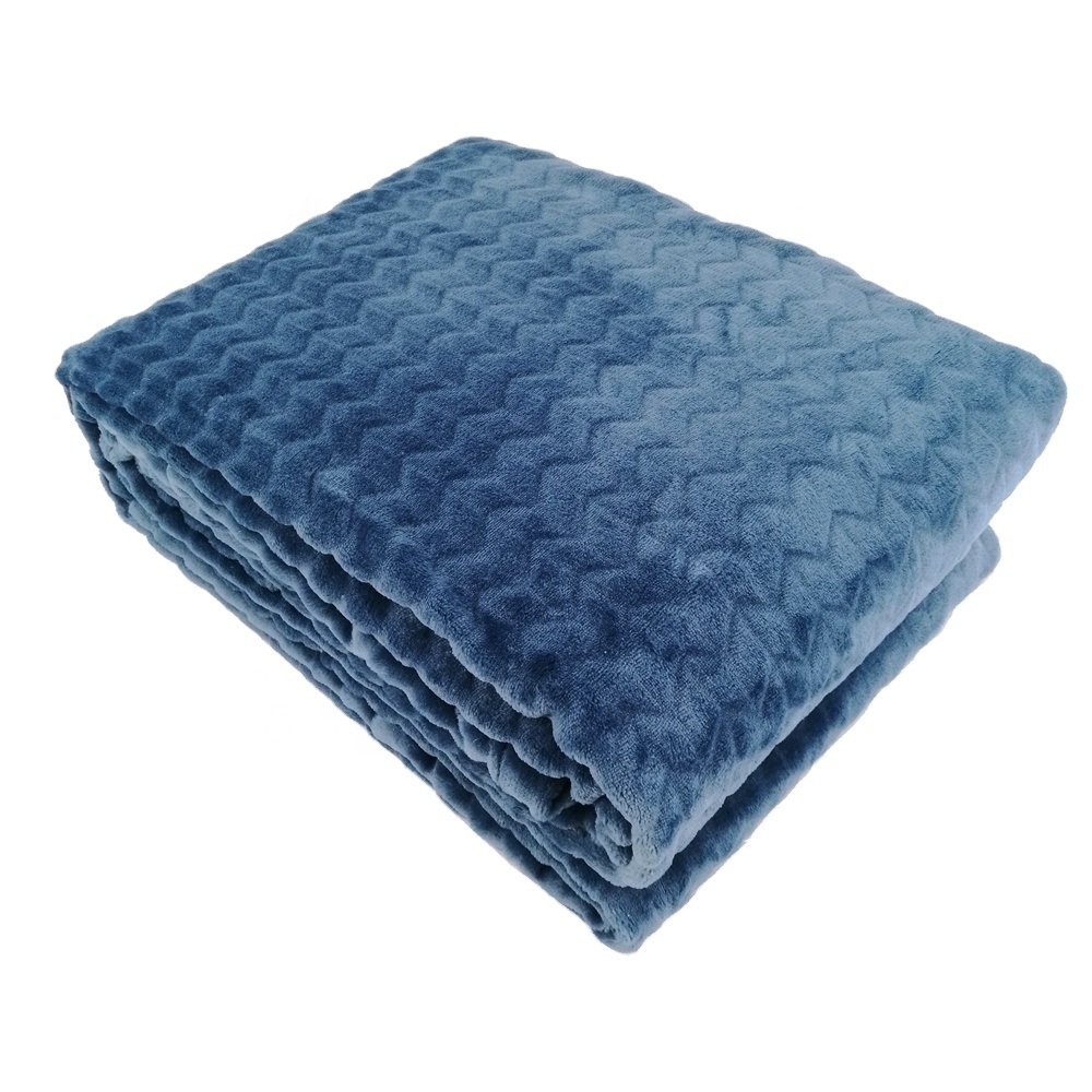 Fabric 3D Plaid Jacquard Embossed Polyester Flannel Fleece 100% Polyester Woven Blanket Printed Plaid