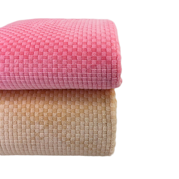 Fabric Jacquard Mahjong Check Embossed 100% Polyester Knitted Checked Flannel Fleece Fabric Woven Printed 30-45 Days 120D/192F