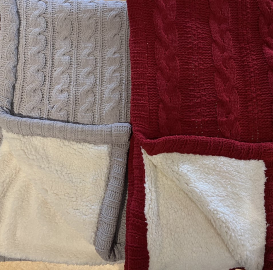 100% polyester double layer cable knit sherpa acrylic blanket