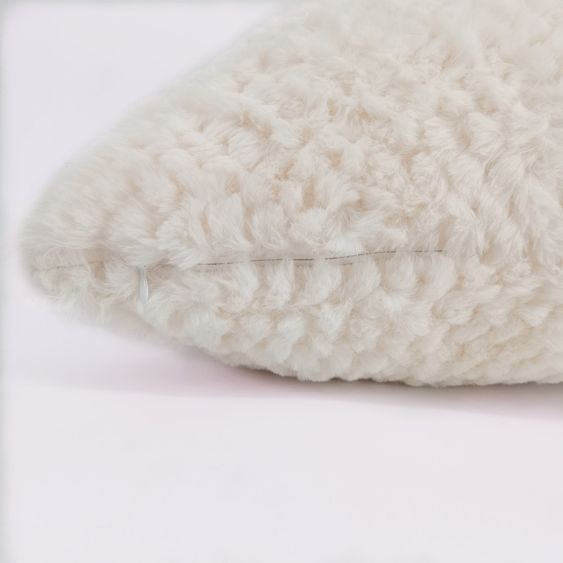 Luxury Velvet Jacquard Rabbit Fur Cushion Cover Sofa Pillow