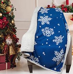 snow design sherpa Jacquard velvet fleece blanket  snowflake pattern throw Christmas gift