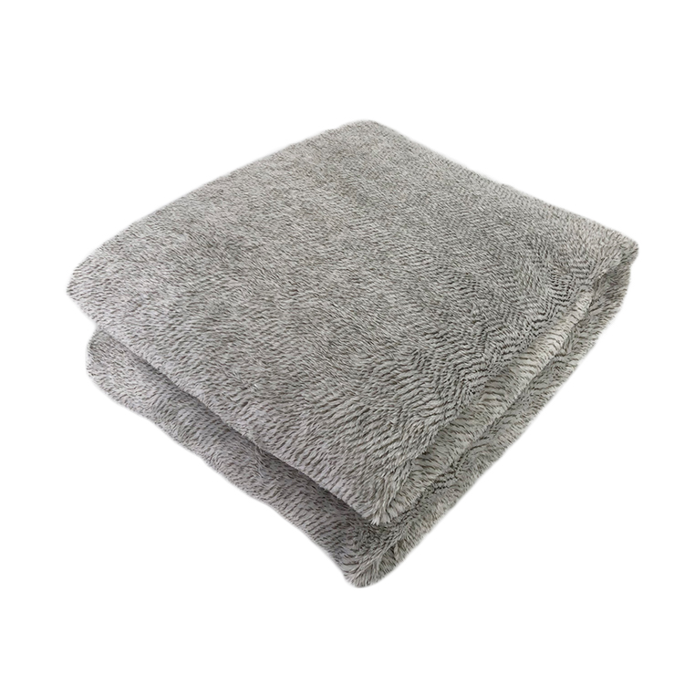 Melange fluffy grey flannel fleece fabric for blanket wholesale
