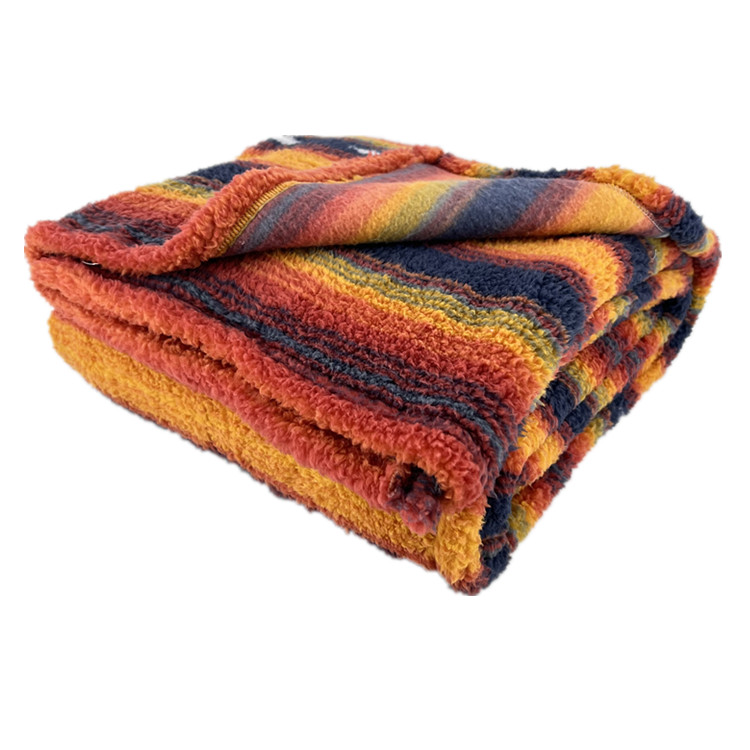 Wholesale super soft rainbow printed sherpa sherpa brushed fluffy blanket throw