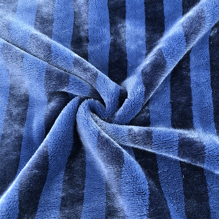 Color customized stripe printed flannel fleece Fabric for baby blanket