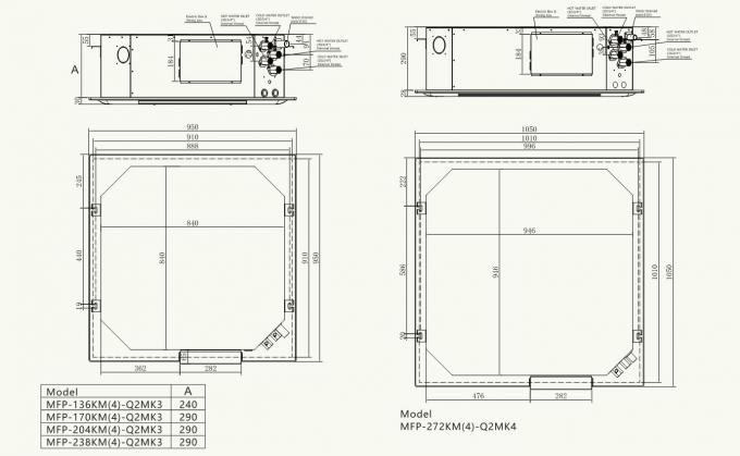 Four Way Carrier Chilled Water Cassette , Indoor Fan Coil Unit 4TR Capacity 1600CFM 0