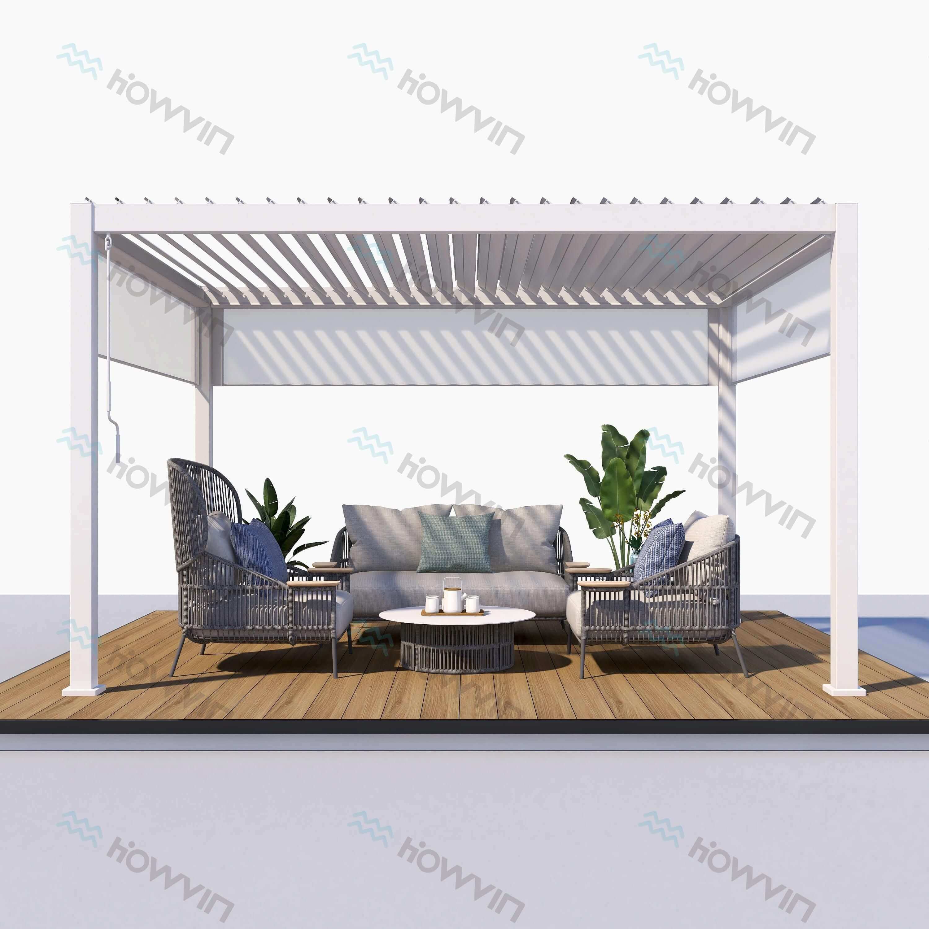 Sistema de techo de persiana de pérgola impermeable motorizado de