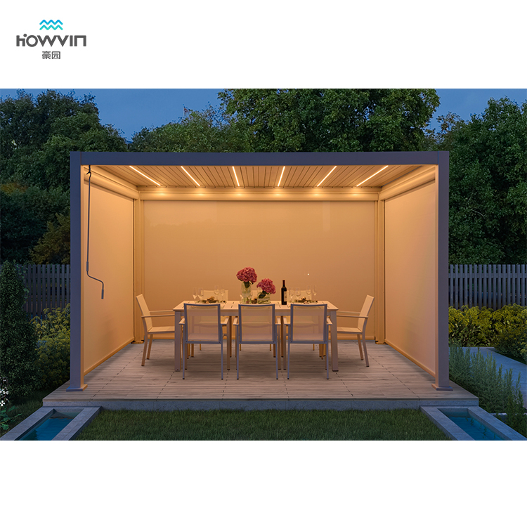 Howvin - Techo de persiana de aluminio impermeable para exteriores Howvin  Gazebo eléctrico Pérgola para exteriores Pérgola para techo solar Pérgola