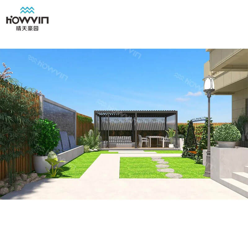 ガーデンアルミアーバーパーゴラ屋外テラス調節可能なルーフ