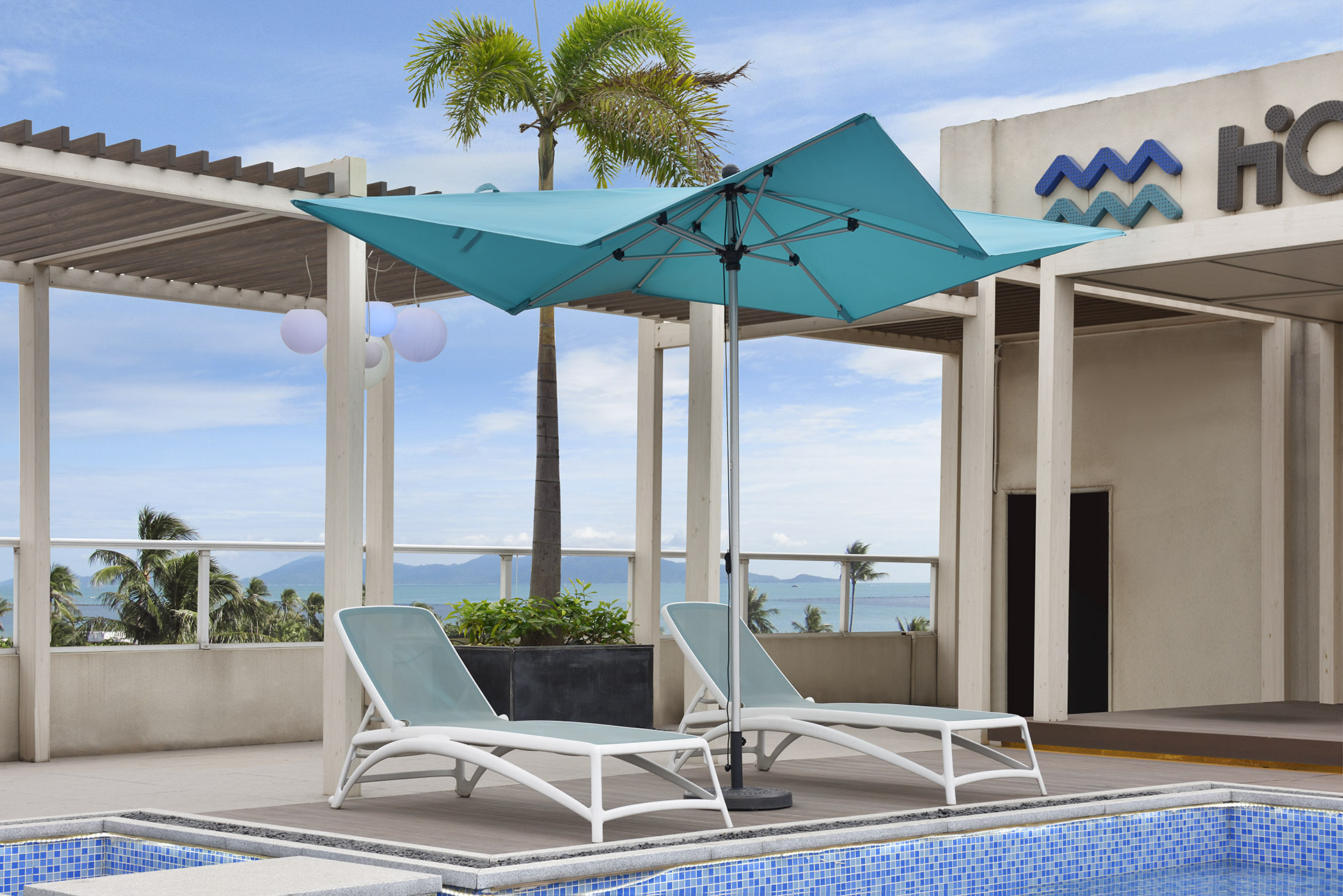 butterfly offset patio umbrella Contemporary Aluminum Butterfly Umbrella | Howvin Outdoor