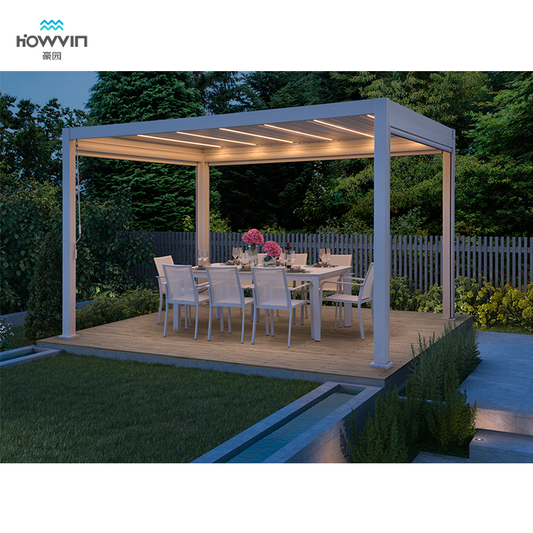 Howvin - Techo de persiana de aluminio impermeable para exteriores Howvin  Gazebo eléctrico Pérgola para exteriores Pérgola para techo solar Pérgola