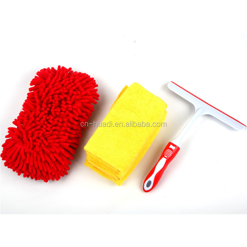 car washing sponge microfiber cloth squeegee set