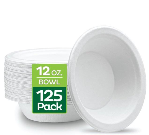 Lesi 100 Compostable 12oz HeavyDuty Biodegradable White Paper Salad