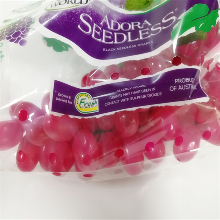 Lesi Recycle fruit bag custom Printing Surface plastic packaging grape bag with vent hole